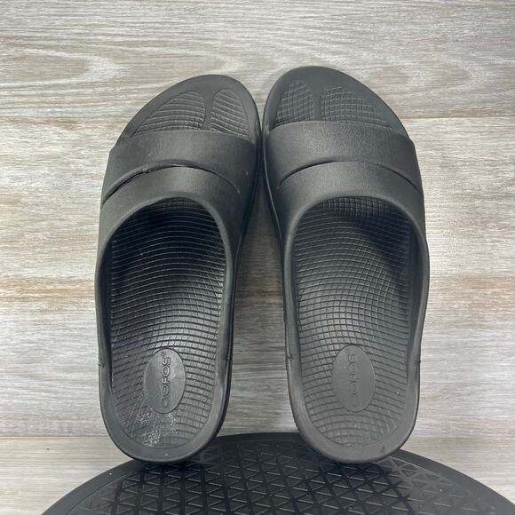 Oofos OOahh Mens Black Rubber Recovery Comfort Slide Sandals Size 12 - Picture 7 of 10